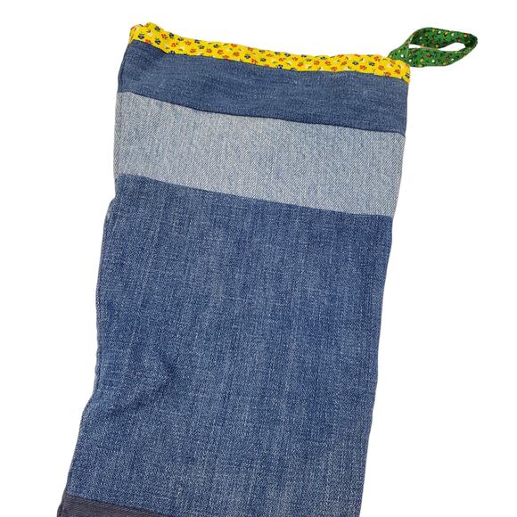 Vintage Denim Christmas Stockings Pair Deadstock Fabric Handmade Stockings - Picture 10 of 14